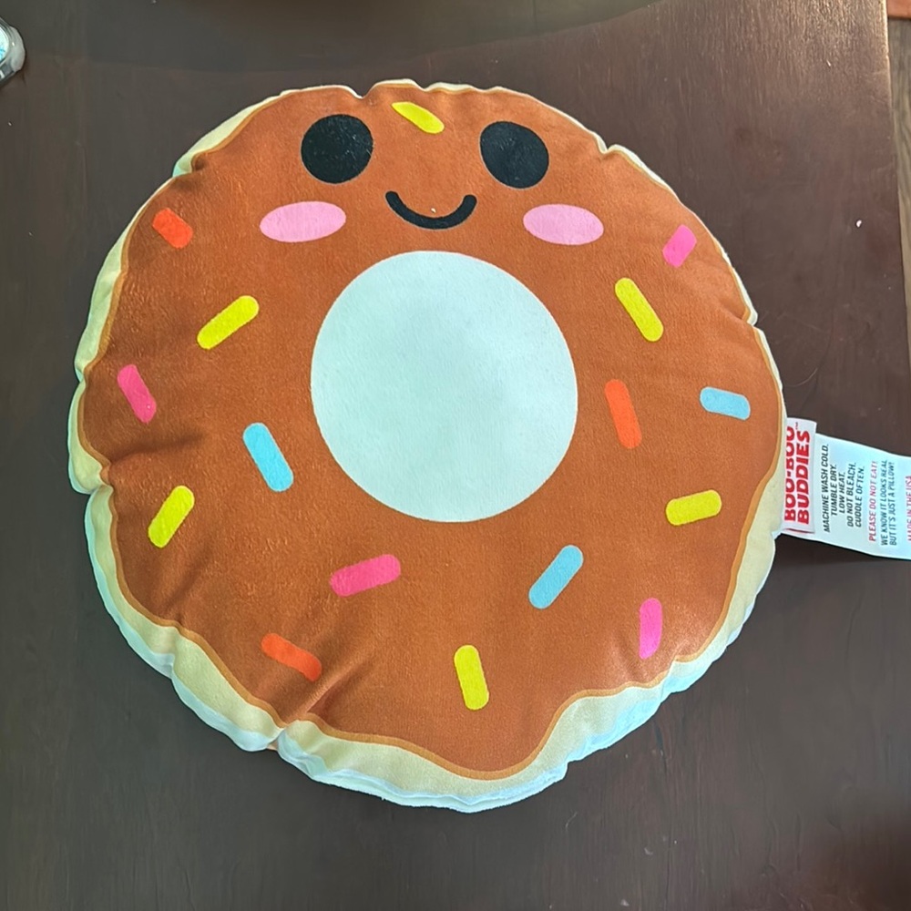 Brown and White Decorative Pillow with Kawaii Design